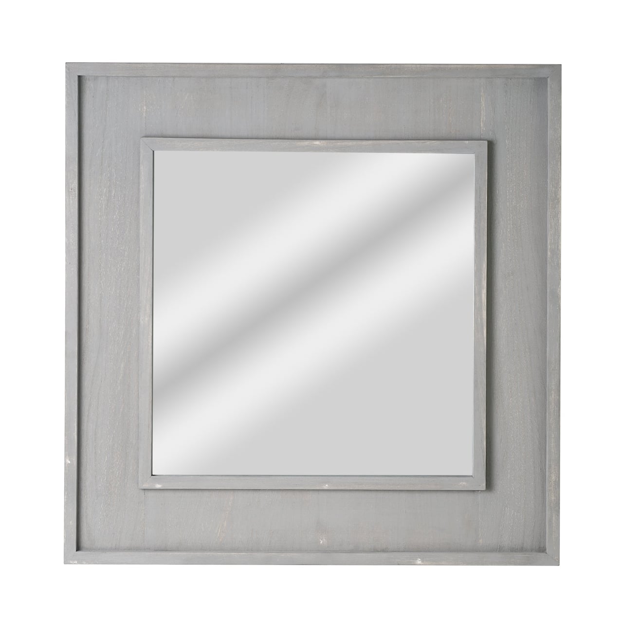 American Art Decor Sea Spray Grey Wash Framed Mirror - 24"x 24"